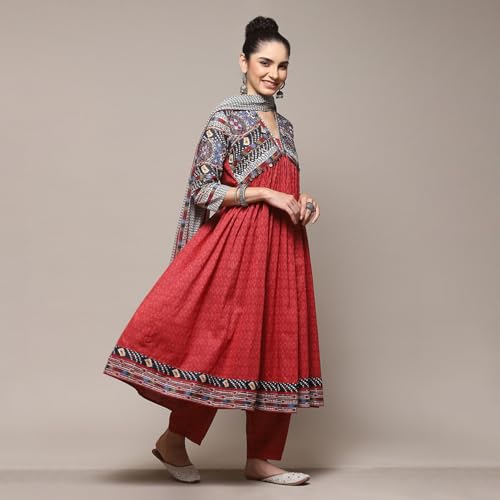 BIBA Women's Cotton Kurta Sets (SKDIKATSTO8991AW24MRN_Maroon