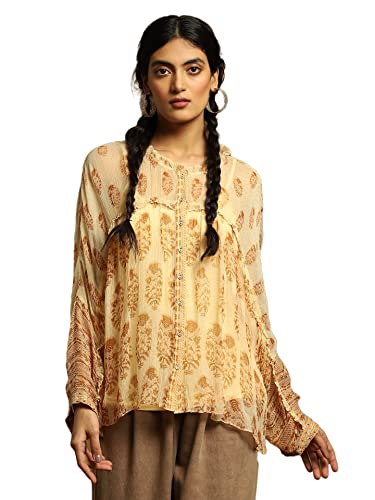 Ritu Kumar Beige Paisley Print Embroidered Shirt with Inner