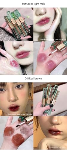Cappuvini Forest Secret Double Headed Lip Glaze | Water Light Single-Coated Formula | Long Stay Waterproof Lips Care | Longlasting Shades Light Pink Nude Red-Brown | Moisturizing Lip Blam with Glossy High Shine Finish | Cute Floral Packaging for Teen Girl