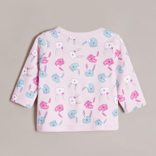 Hopscotch Girls Multi Full Sleeves 3-Pack Pure Cotton Bunny T-shirts For Ages (0-3 Months)