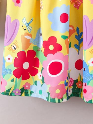 Tagas Dopamine Flowers & Ruffled Hem Girl Dress | Party (Dress) for Girls|Frock for Girls| (KD-67)
