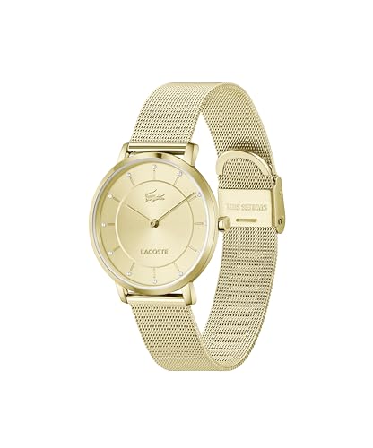 Lacoste Crocorigin Women's 2H Quartz Watch – 35mm Slim Case, Crystal Sunray Dial, Mesh Bracelet, Elegant and Versatile - Gift for Her