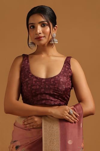 Soch Womens Pink Silk Blend Floral Saree With Zari Woven