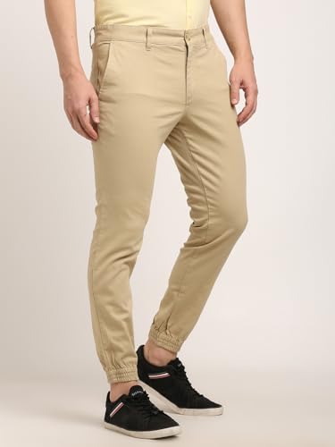 Men Urban Fit Cotton Stretch Trouser, Sand, 38