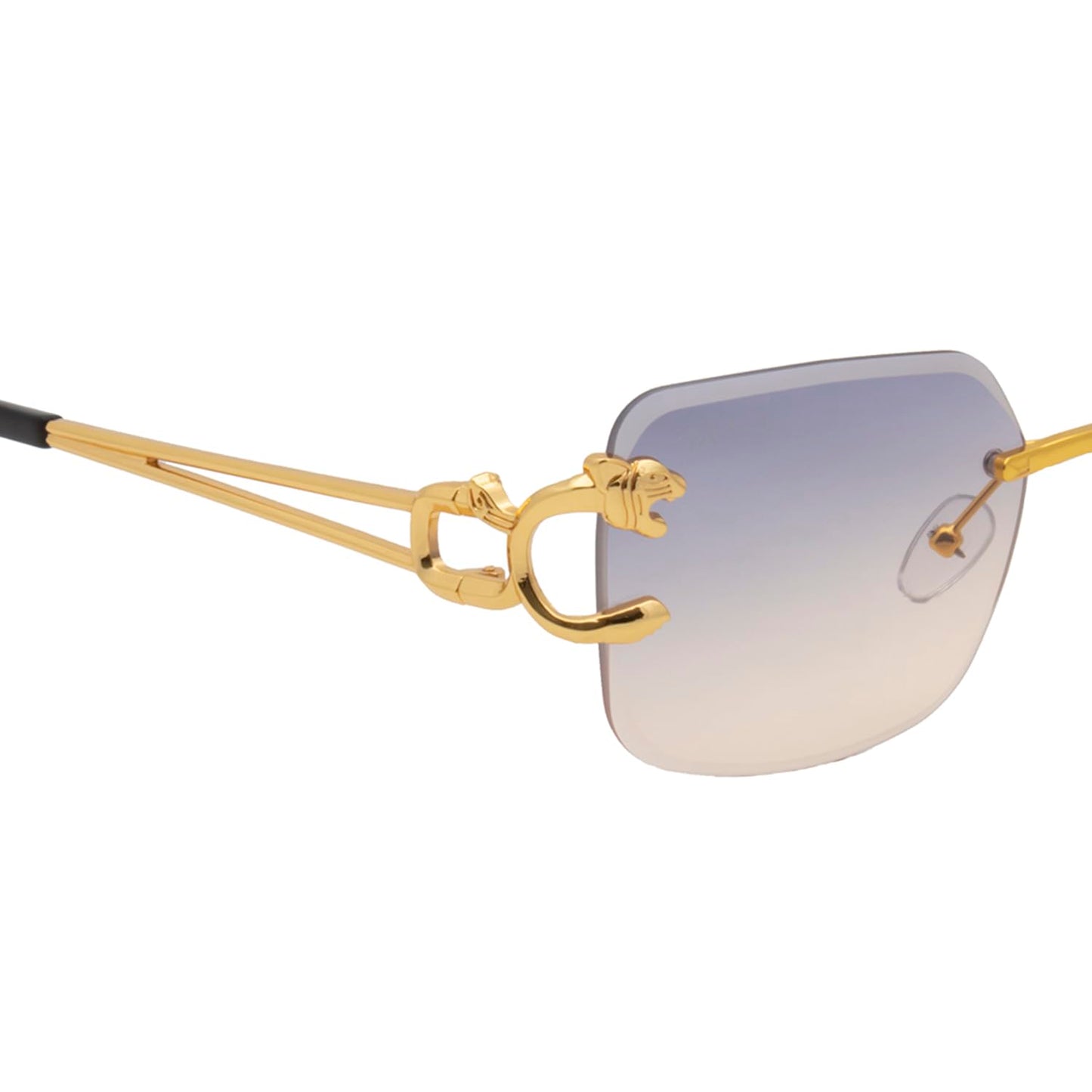 Ted Smith Men's Women's UV Protection Blue Yellow Lens Gold Square Sunglasses