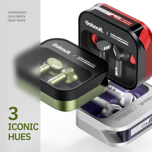 GOBOULT Newly Launched Tenet Pro with ANC TWS Earbuds, 75H Playtime, Amp App Support, 32dB ANC, Quad Mic ENC, Dual Device Pairing, 13mm Driver Ear Buds, Bluetooth 6.0 Wireless Earbuds (Olive Green)