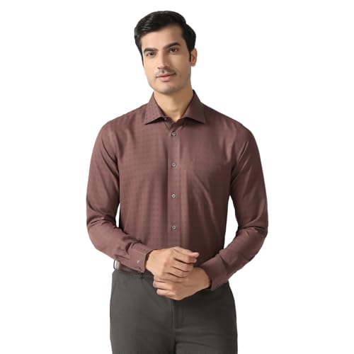 blackberrys Men Rust Non Iron India Slim Fit Shirt | Solid Rust Shirt with Full Sleeves, Tailored Fit and Neat Appearance Suitable for Formal and Workwear Styling | Size 46