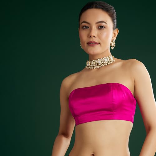 KALKI Fashion Pink Bandhani Saree With Gota Work Satin sarees for women