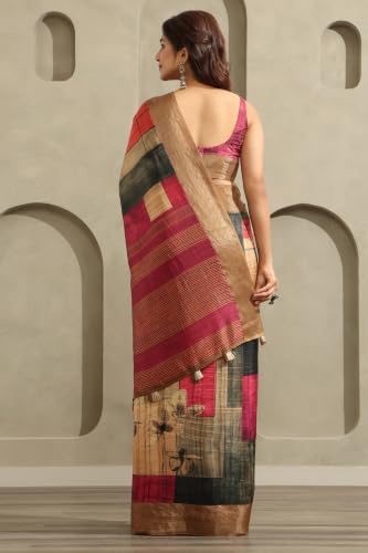 Soch Womens Multicolour Viscose Geometric Printed Saree