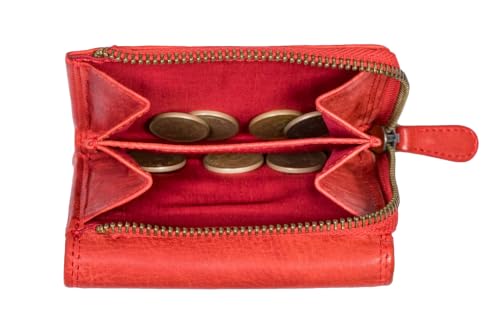 Calfnero Genuine Leather Women's Trifold Wallet with Zip Coin Pocket, Multiple Card Slots, Compact Ladies Wallet