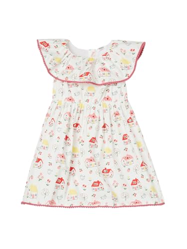 Max Girls Printed A-line Dress(Off White_3-4 Y)