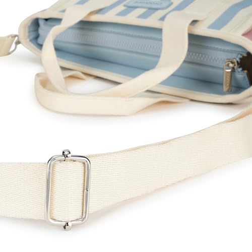 Fastrack Striped Canvas Satchel Bag for Women | Compact Structured Handbag with Zip Closure, Internal Pockets and Detachable Strap | Everyday Crossbody for Work, Errands and Casual Outings