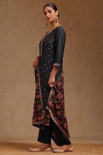 Soch Women's Dola Silk Salwar Suit Set (SMUA5CD2318_Charcoal