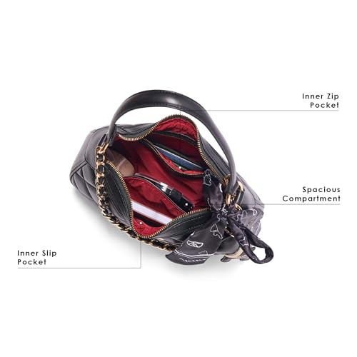 Akiki London Women's Catford 8 Small Hobo Handbag|comes with Scarf and Dog Charm|Premium Vegan Leather|Everyday Handbag for Women