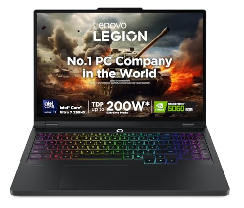 Lenovo Legion Pro 5 2025, Intel Core Ultra 7 255HX, RTX 5060-8GB, 32GB RAM, 1TB SSD, WQXGA OLED, 16"/40.6cm, 165Hz, Windows 11, Office 2024+AI Now, Black, 2.4Kg, 83F3007CIN, AI Powered Gaming Laptop
