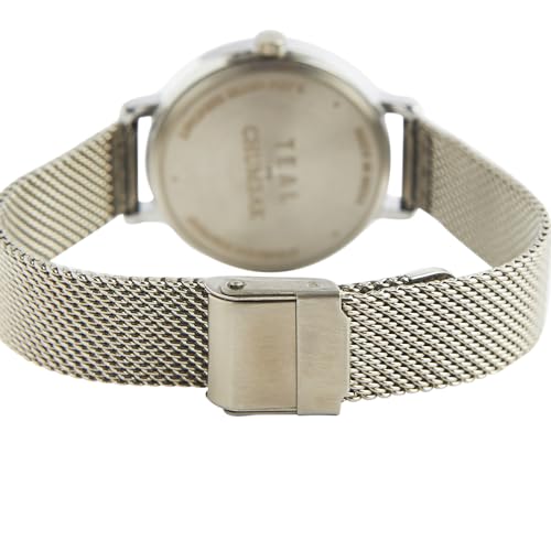 TEAL BY CHUMBAK Round Dial Analog Watch for Women|Wildflower Watch Collection| Stainless Steel Strap|Gifts for Women/Girls/Ladies |Stylish Fashion Watch for Casual/Work - Silver