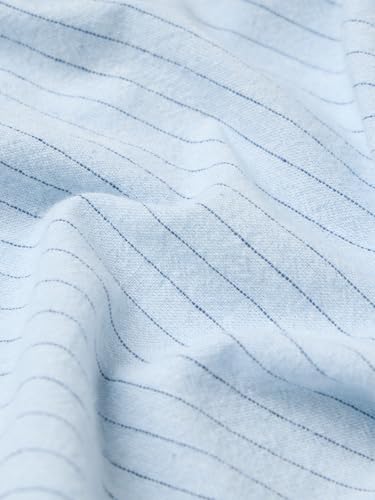 The Souled Store Cotton Linen: High Tide Women and Girls Full Sleeves Spread Collar Light Blue Striped Cotton Linen Blend Regular Fit Lightweight All-Season Shirt