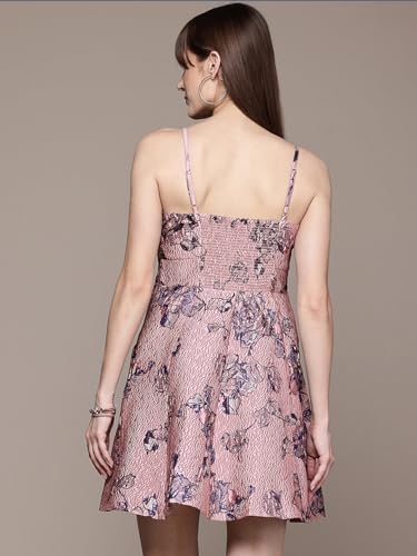 Label RITU KUMAR Pink Delilah Round Neck Short Dress
