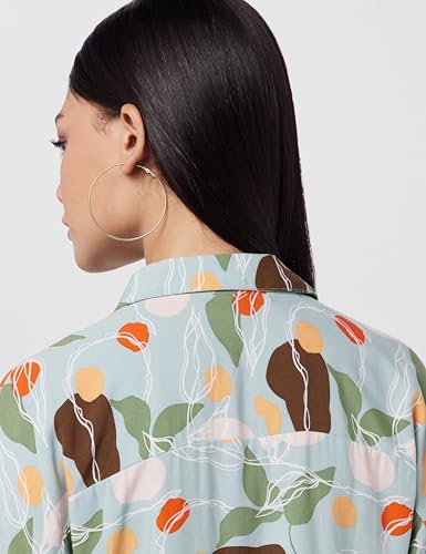 VERO MODA Women Botanical Print Viscose Regular Fit Green Shirt