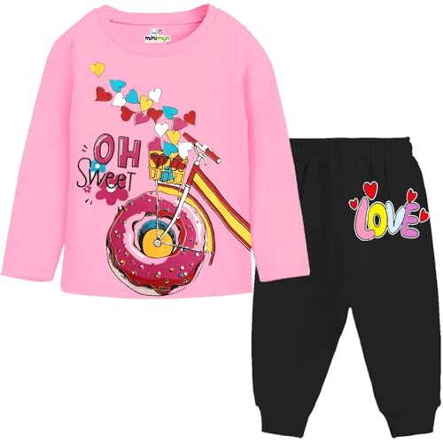 MINI MYN Girls Regular Fit Cotton T-Shirts and Pyjamas Clothing Set