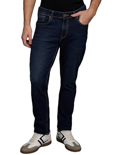 Giordano Men Dark Blue Regular Fit Mid-Rise Stretchable Jeans
