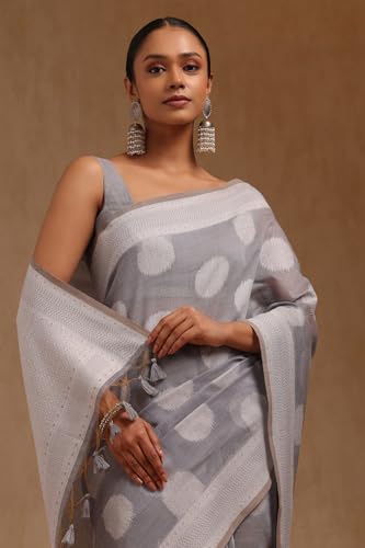 Soch Womens Blue Chanderi Woven Design Saree