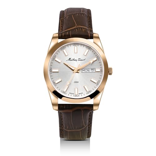 Mathey-Tissot Swiss Made Mathy I Day-Date Quatrz White Dial Analog Watch for Men - H453PLS