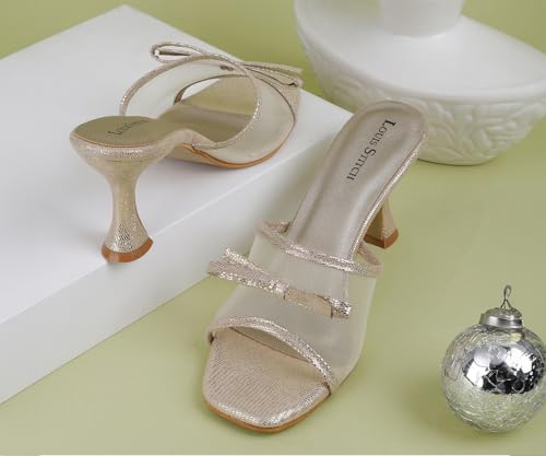 LOUIS STITCH Beige Stylish Transparent High Heels Sandal for Women | Pointed Heel Fashionable & Comfortable Sandal | LSOF-LDPH-BWNTGD | UK-3