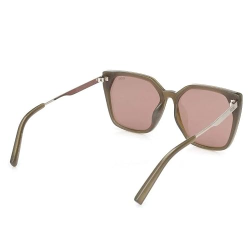 Vibe lens by HASHTAG EYEWEAR Women's Transparent Green Cateye Sunglasses Large Full Rim Polarized Brown Polycarbonate Lenses Stylish Fashion Eyewear with TR Frame for Outdoor Driving Casual Wear