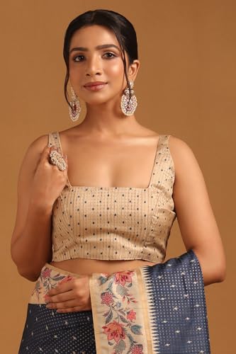 Soch Womens Navy Blue Tussar Zari Woven Saree