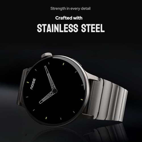 Noise Pro 6R 1.46" AMOLED Smart Watch, 1000 NITS, Powered by AI Pro, Built-in GPS, Strava Integration, Stainless Steel Dial, Video Watch Faces, 3ATM, Emergency SOS, TWS Connectivity (Pure Titanium)