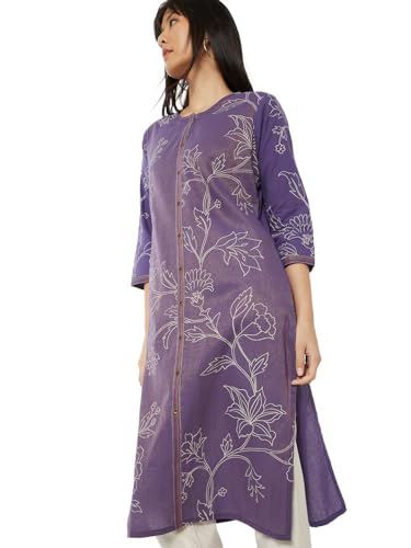 Max Women Printed Straight Kurta(Purple_XXL)