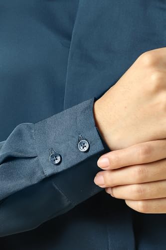 Women Navy Solid Long Sleeves Shirt