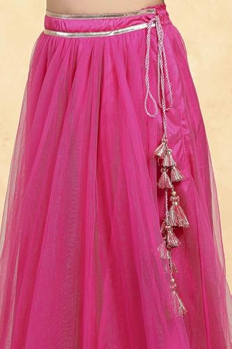 Biba Girl's Pik Polyester Yardyed Fitted Lehega Set