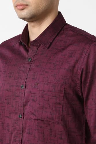 Men Maroon Slim Fit Print Full Sleeves Casual Shirt