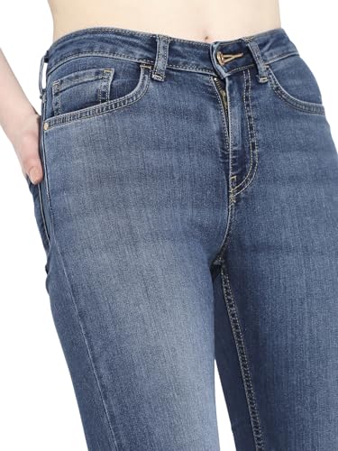 ONLY Women's Solid Flared High-Rise Blue Jeans