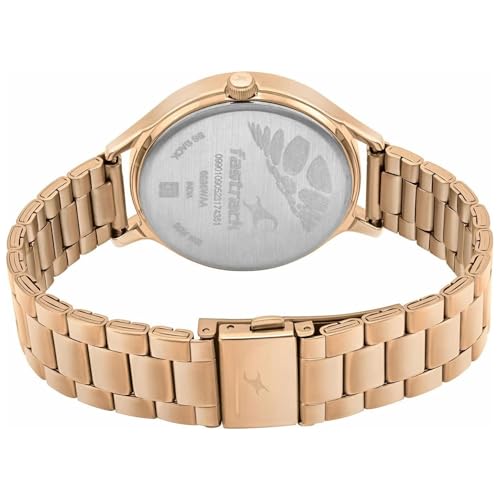 Fastrack Plain 3 Hands Green Dial Rose Gold Plating Stainless Steel Women's Watch - NT6285WM03