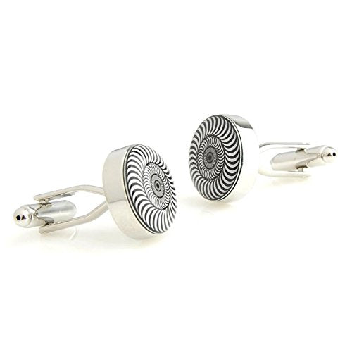 Peluche Designer Black & White Enamel Cufflinks for Men