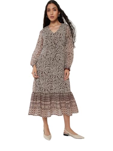 Max Women Printed A-line Dress (Red_M)