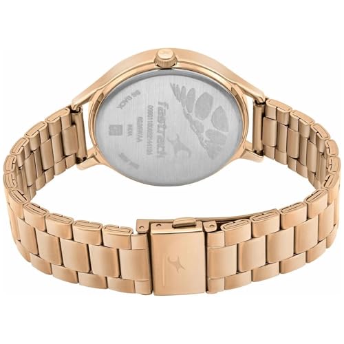Fastrack Plain 3 Hands Black Dial Rose Gold Plating Stainless Steel Women's Watch - NT6285WM05