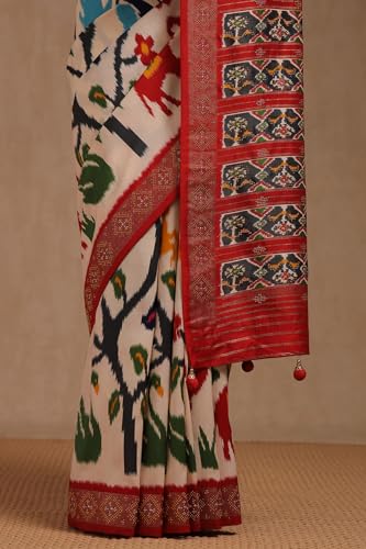 Soch Womens Multicolour Dola Silk Botanical Print Saree