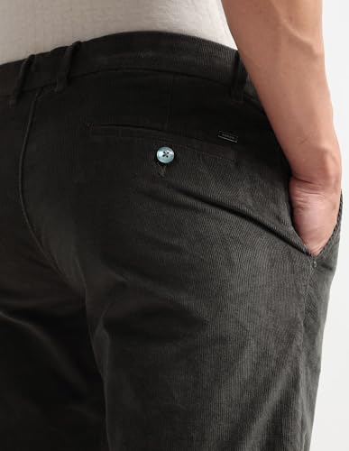 Arrow Sport Men's Solid Corduroy Trousers (ASAKTR2448_Green_38)