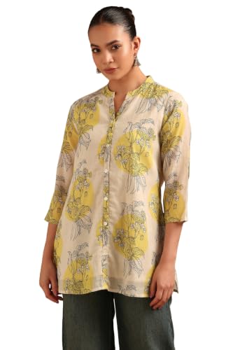 Soch Womens Beige Viscose Botanical Tunic
