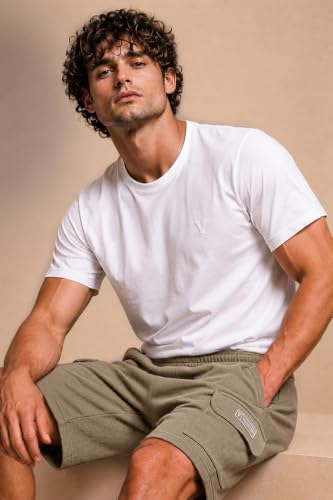 Van Heusen Men's Cargo Shorts | Cotton Blend Relaxed Fit Shorts | Utility Cargo Pockets | Zipper Side Pocket | Soft Lightweight Casual Shorts for Men | Travel & Outdoor Wear