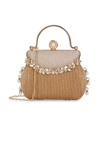 Tooba Women's Clutch (Sparkling Golden) (Golden lightt Chinii double ball 7x4)
