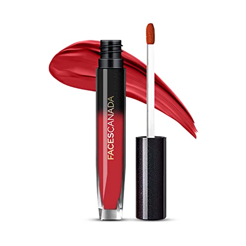 FACES CANADA Comfy Silk Liquid Lipstick - Zealous Red 10, 3ml | Satin Matte HD Finish | Luxe Comfort | Longlasting | No Dryness | Smooth Texture | Mulberry Oil & Shea Butter For Plump Hydrated Lips