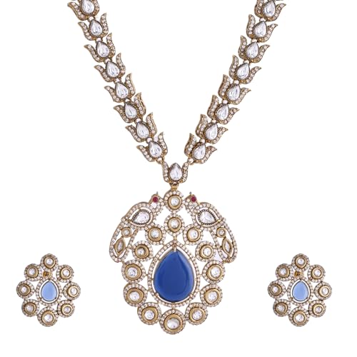 VOYLLA Kundan Opulence Noor Mahal Kundan Necklace Set For Women|Women Short Necklace Sets|Gift For Women|Wedding|Party|Ethnic|Kundan Polki|