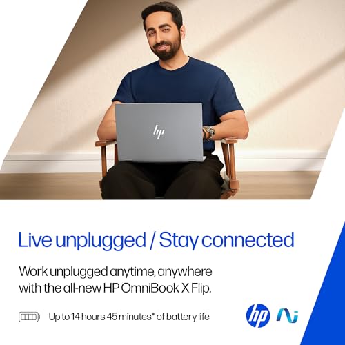 HP Omnibook X Flip OLED (Previously Envy) Intel Core Ultra 5 226V, 40 Tops (16GB LPDDR5x, 1TB SSD) 3K,120hz, 14''/35.6cm, 2-in-1, Win11, M365* Office24, Silver, 1.38kg, fm0099TU Next Gen AI Laptop