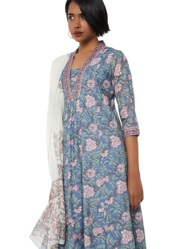 Max Women Floral Print Kurta Set (Blue_XL)