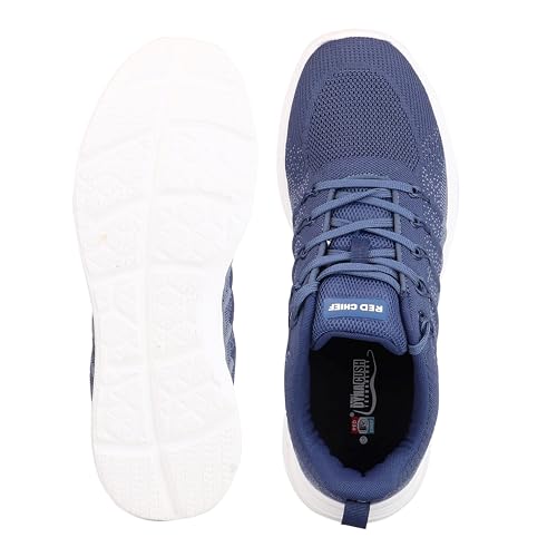 Red Chief Men Sport Running Shoes | Breathable Flynet Lace-Up | Grey Low Ankle (R1743)